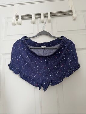 Women's Navy Star-Print Ruffle Shorts Top